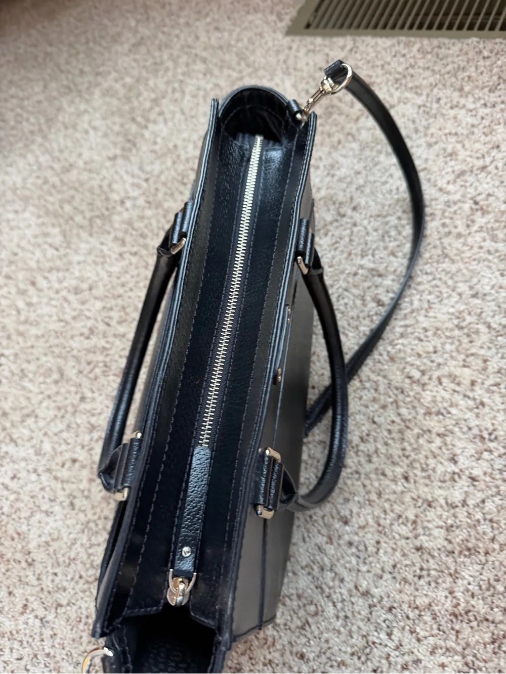 kate spade Black Pebbled Leather Satchel with Top Handles
